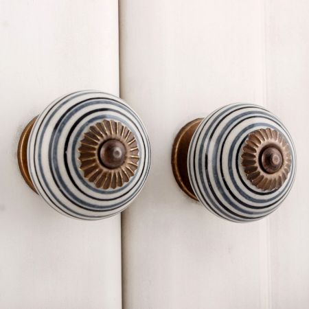 Grey Black Striped Knobs
